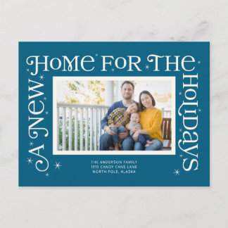 Cartão Postal De Festividades Blue New Home for the Holidays Photo