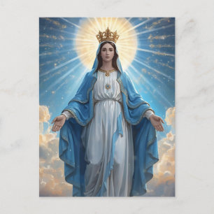 Cartão Postal De Festividades Blue VIrgin Mary Sympathded Greeting Card