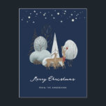 Cartão Postal De Festividades Blue Winter Scense Stars Forest Deer Christmas<br><div class="desc">Cartões postais de Natal bonitos, personalizados, com uma cena de inverno a aquarela, com um pinto e um pinto numa floresta nevada e estrelas brilhantes sobre eles. Personalize facilmente este cartão postal azul de Natal com o nome da sua família, o endereço de retorno e o texto adicional, conforme desejado....</div>