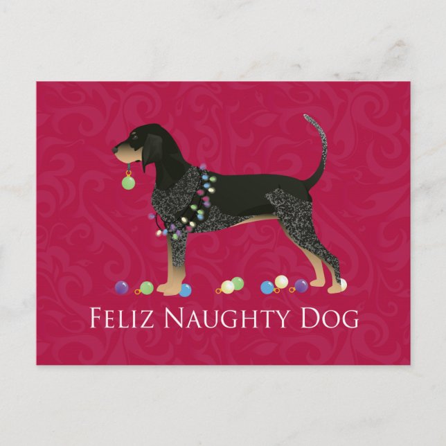 Cartão Postal De Festividades Bluetick Coonhound Natal (Frente)