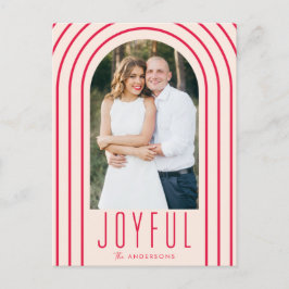 Cartão Postal De Festividades Blush de arco moderno e foto vermelha