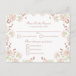 Cartão Postal De Festividades Blush Pink Rose Wedding RSVP