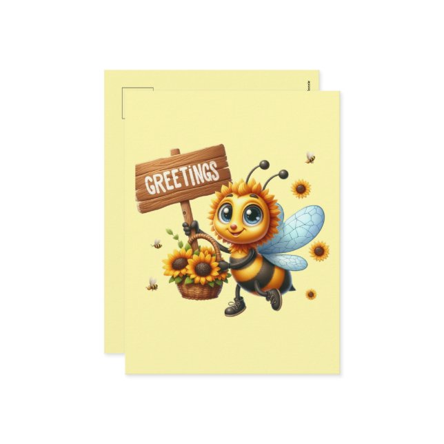 Cartão Postal De Festividades Boas amantes de abelha saudações (Frente/Verso In Situ)