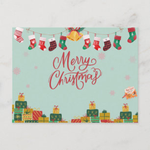 Cartão Postal De Festividades Boas e meias de presente de Natal