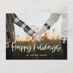 Cartão Postal De Festividades Boas festas casais neutros da foto do Natal