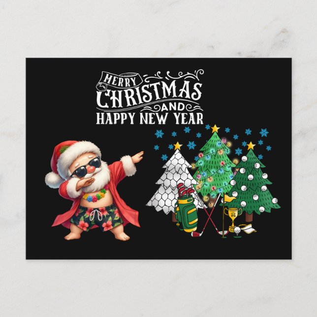 Cartão Postal De Festividades Boas-vindas ao Carrinho de Golfe e flamingo (Frente)