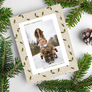 Cartão Postal De Festividades Boho Neutros Natal Bagas Foto Natal