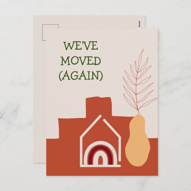 Cartão Postal De Festividades Boho Terracotta Mudamos De Novo Endereço (Frente/Verso)