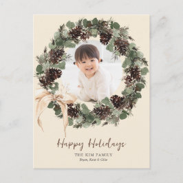 Cartão Postal De Festividades Boho Wreath com o Arco Photo Holiday