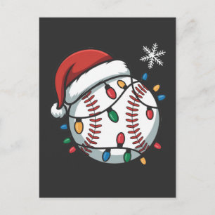 Cartão Postal De Festividades Bola de beisebol de Natal Homem de Neve Papai Noel