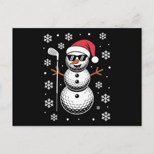 Cartão Postal De Festividades Bola de Golfe de Natal Boneco de Neve Óculos de So
