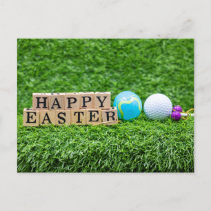 Cartão Postal De Festividades bola de golfe de Páscoa e ovos de Páscoa para golf