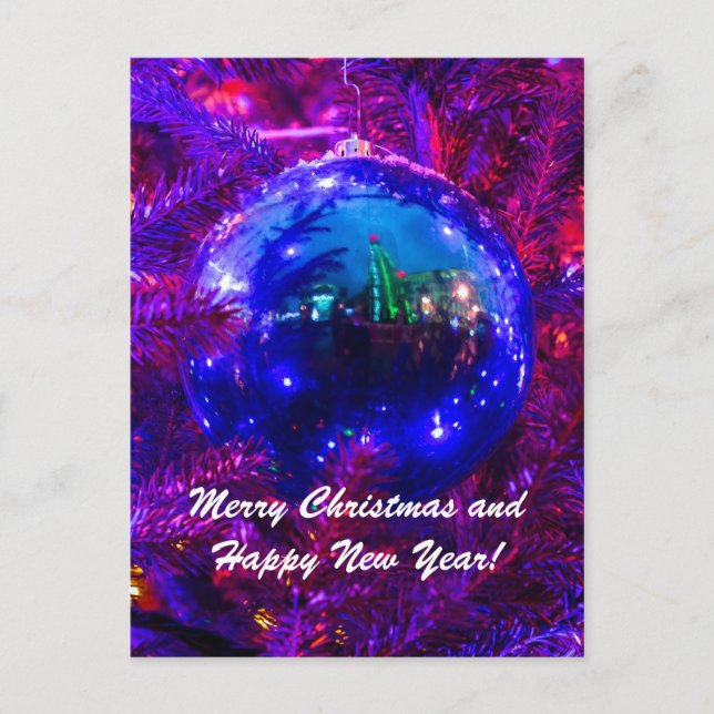 Cartão Postal De Festividades Bola de Natal Vermelha (Frente)