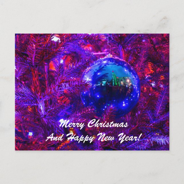 Cartão Postal De Festividades Bola de Natal Vermelha (Frente)