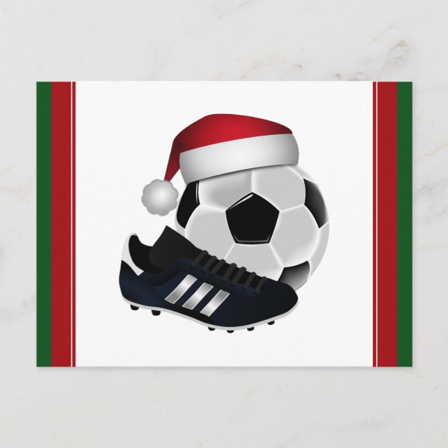 Cartão Postal De Festividades Bola e Calçado de Futebol de Natal (Frente)