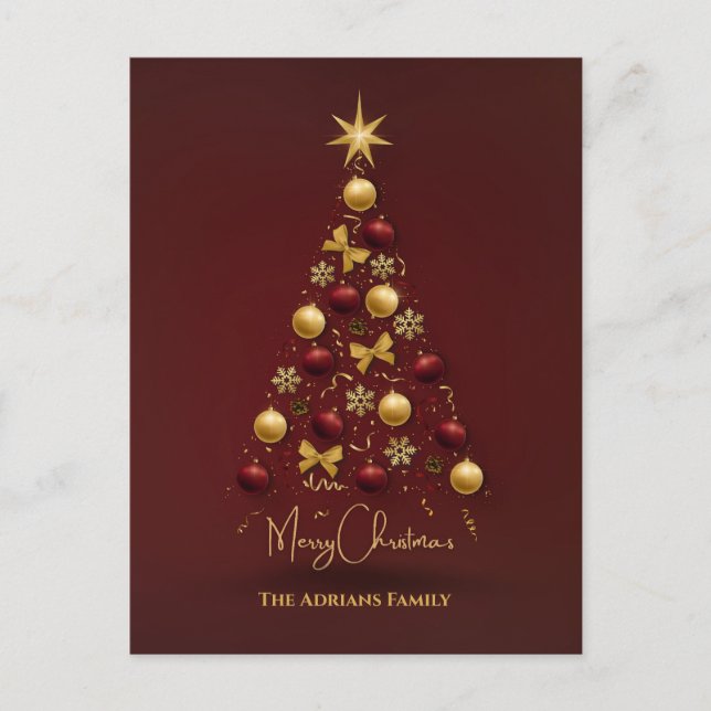 Cartão Postal De Festividades Bolas de árvore de Natal luzes brilhantes (Frente)