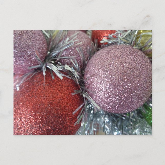 Cartão Postal De Festividades Bolas de Natal (Frente)