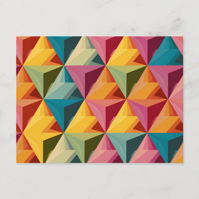 Cartão Postal De Festividades Bold Geometric Triangle Pattern  (Frente)