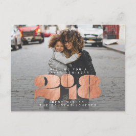 CARTÃO POSTAL DE FESTIVIDADES BOLD NEW YEAR(ROSE GOLD)