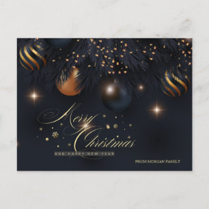 Cartão Postal De Festividades Bolinhas de Natal Ramos de Pinheiro Preto
