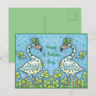 Cartão Postal De Festividades Bolinhas VERDE, RUAS ENGRAÇADAS. DIA DE PATRICK