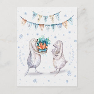 Cartão Postal De Festividades Bolinhos de Neve de inverno Feliz Natal