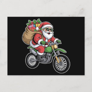Cartão Postal De Festividades Bolsa de viagem de Natal de motocicleta do Papai N