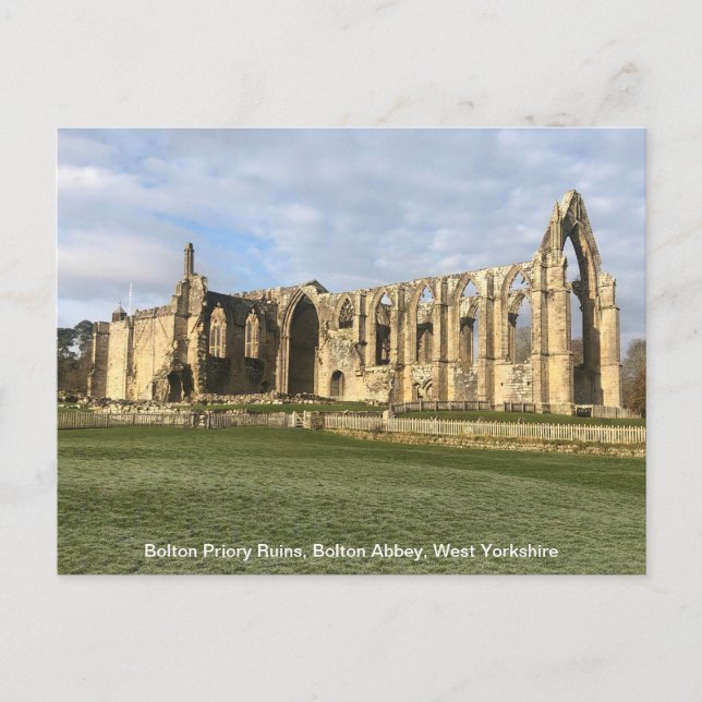 Cartão Postal De Festividades Bolton Priory, Bolton Abbey, West Yorkshire (Frente)