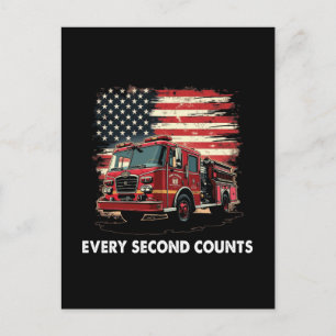 Cartão Postal De Festividades Bombeiro Americano Flag Thin Red Line