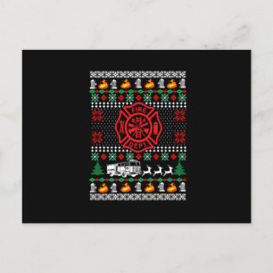 Cartão Postal De Festividades Bombeiro Departamento de Bombeiros Natal Feio Cami