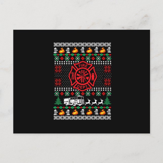 Cartão Postal De Festividades Bombeiro Departamento de Bombeiros Natal Feio Cami (Frente)