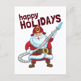 Cartão Postal De Festividades Bombeiro do Natal Santa Claus