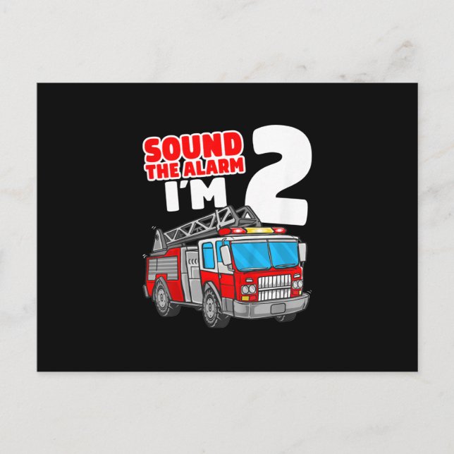 Cartão Postal De Festividades Bombeiro segundo aniversário de Bombeiro de 2 anos (Frente)