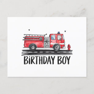 Cartão Postal De Festividades Bombeiros de caminhão O aniversário da família Boy