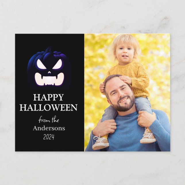 Cartão Postal De Festividades Bompkin jack-o-lanterna Família Halloween Uma Foto (Frente)
