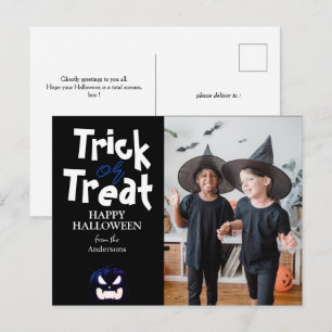 Cartão Postal De Festividades Bompkin jack-o-lanterna Família Halloween Uma Foto