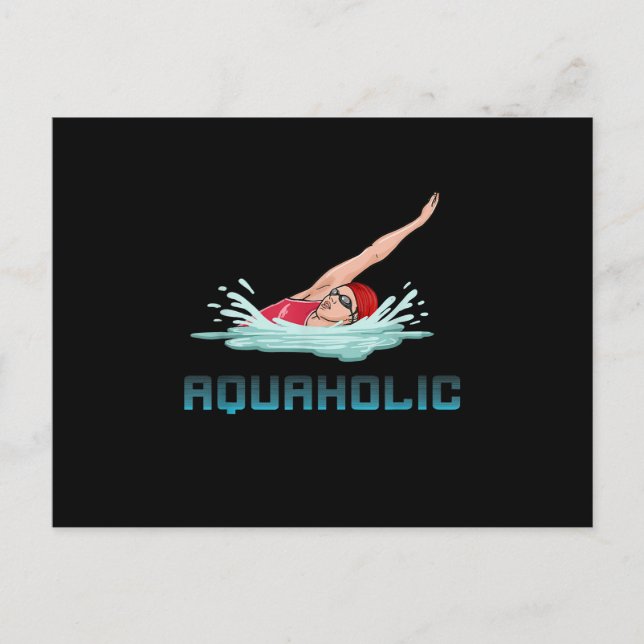 Cartão Postal De Festividades Boné Nadadora Óculos Natação Adoro Nadadora (Frente)