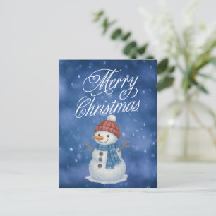 Cartão Postal De Festividades Boneco de Neve Caprichoso Feliz Natal