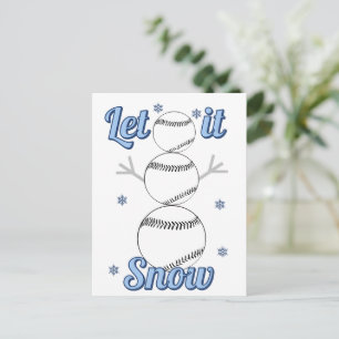 Cartão Postal De Festividades Boneco de Neve de Beisebol Deixe Nevar