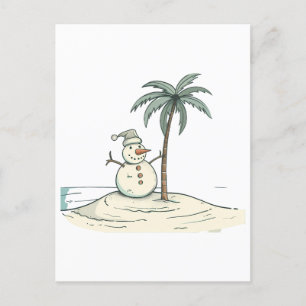 Cartão Postal De Festividades Boneco de Neve de Férias de Verão vibe Praia Tropi