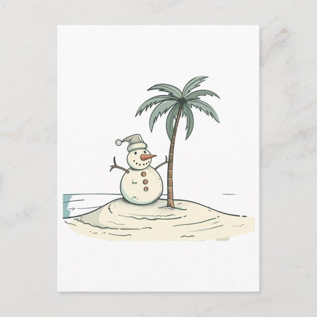Cartão Postal De Festividades Boneco de Neve de Férias de Verão Vibração da Prai (Frente)