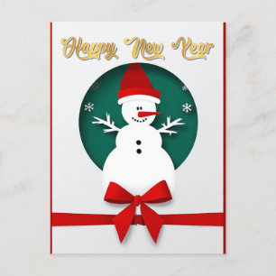 Cartão Postal De Festividades Boneco de Neve de Natal com Design de Flocos de Ne