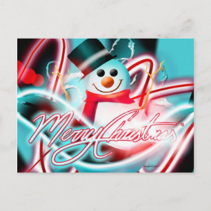 Cartão Postal De Festividades Boneco de neve do Feliz Natal