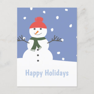 Cartão Postal De Festividades Boneco de Neve Feliz Natal