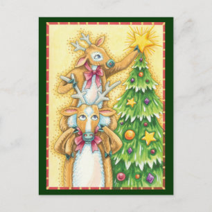Cartão Postal De Festividades Bonita Névoa De Natal Com Estrela De Árvore De N