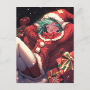 Cartão Postal De Festividades Bonita Papais noeis de Natal Empolgados Oferece Me