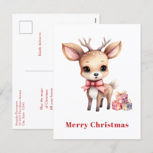 Cartão Postal De Festividades Bonita Reindeer de Natal