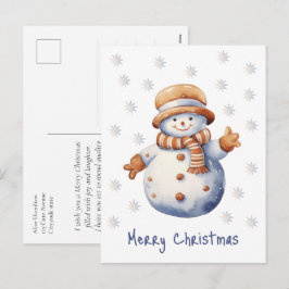 Cartão Postal De Festividades Bonito Boneco de Neve de Inverno Feliz Natal