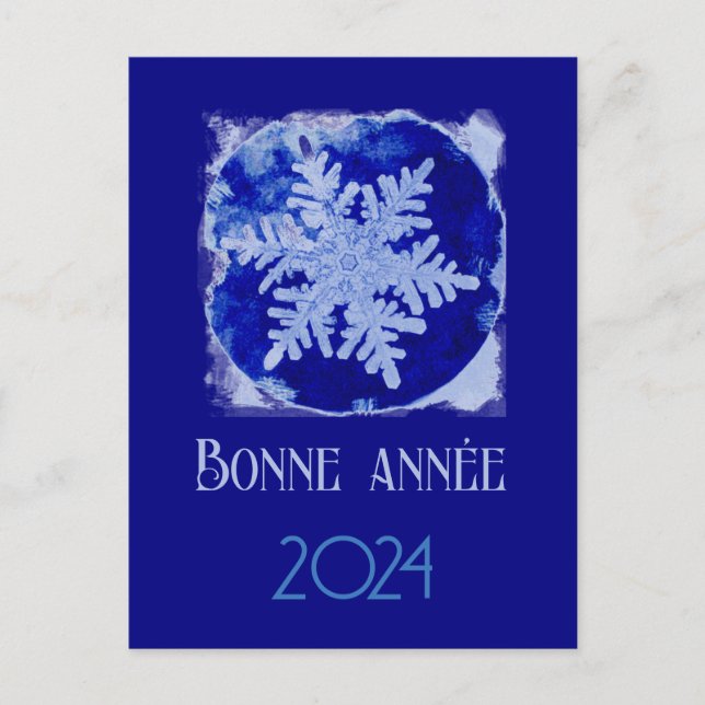 Cartão Postal De Festividades Bonne Annee - floco de neve - 2024 (Frente)