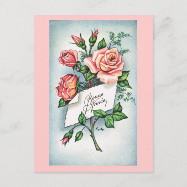 Cartão Postal De Festividades Bonne Annee, French New Year card (Frente)